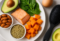 نقش تغذیه در سلامت پوست سر و ماندگاری چسب پروتز مو | چه بخوریم تا پروتز بهتر بماند؟